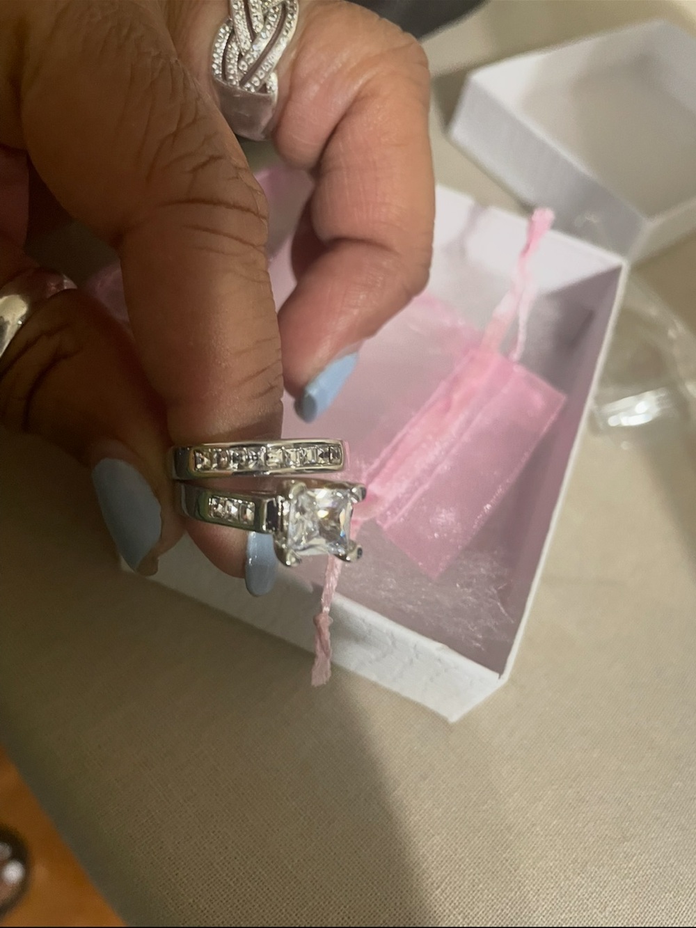 Silver plated Cubic Zirconia Bridal Ring Set in Silver